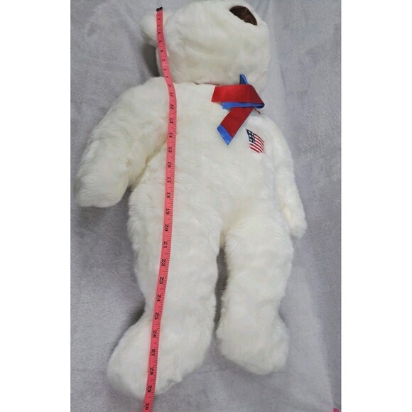 TY Beanie Buddy 29" White Bear Libearty Liberty 2000 American Flag Plush Toy - Picture 9 of 10